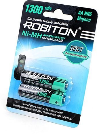 Аккумулятор ROBITON R6 (AA) Ni-MH 1300mAh DECT блистер 2 шт фото