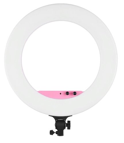 Кольцевая лампа Andoer 18 дюймов с зеркалом, розовая фото