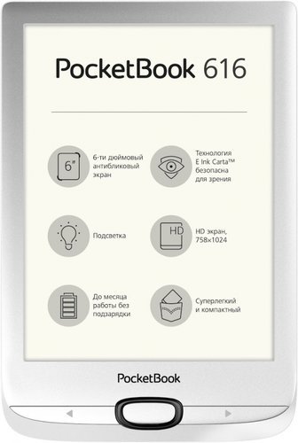 Электронная книга PocketBook 616 Matte Silver (серебристый) фото
