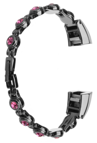 Ремешок для браслета Bakeey для Fitbit Alta/Fitbit HR, нержавеющая сталь, черный, розовые кристаллы фото