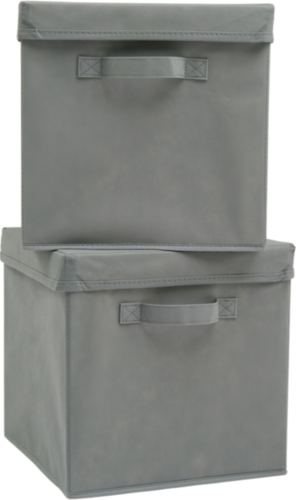 Набор складных коробок для хранения Home One, 30х30х30см, 2шт, крышка в комплекте, серый фото