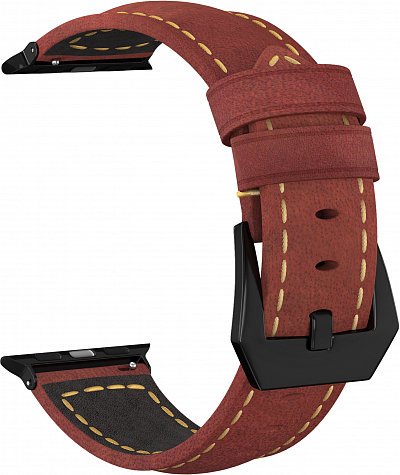 Ремешок кожаный для Apple Watch 44мм, красный фото