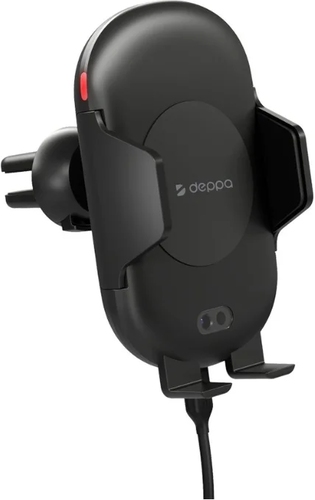 Автомобильный держатель Crab IQ для смартфонов 4"-6.5", сенсорный, беспроводная зарядка, черный, Deppa фото