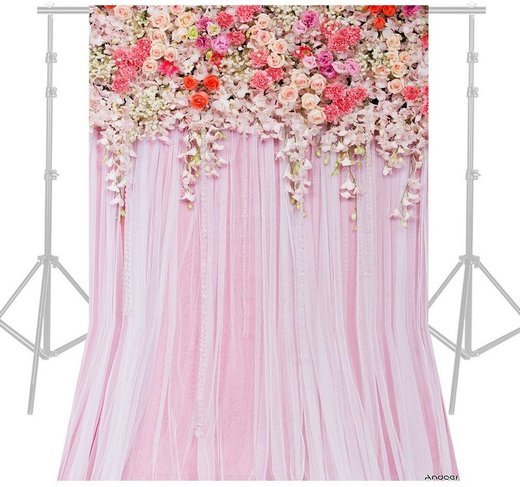 Фон Andoer 1,5 x 2,1 м, розовый, цветы фото