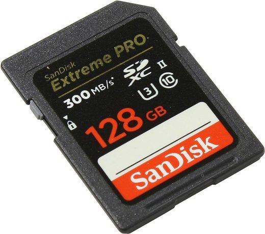 Карта памяти SanDisk SDXC Extreme Pro Class 10 UHS-II U3 (300/260MB/s) 128GB фото