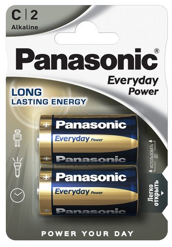 Батарейки Panasonic LR14EPS/2BP RU C щелочные Everyday Power в блистере 2шт фото