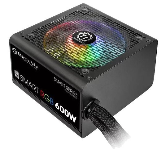Блок питания Thermaltake ATX 600W Smart RGB 600 80+ (24+4+4pin) APFC 120mm fan color LED 5xSATA RTL фото