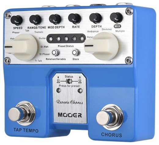Гитарная педаль эффектов Mooer Reverie Chorus с двумя переключателями, синий фото