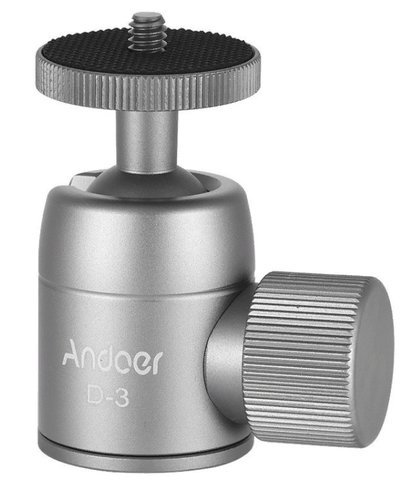 Штативная голова Andoer D-2 Mini с винтом 1/4 дюйма и отверстием для винта 3/8 дюйма, до 3 кг фото