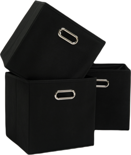 Набор складных коробок для хранения Home One, 30х30х30см, 3шт, металл. ручки, черный фото