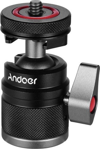 Шаровая голова Andoer 2 в 1 мини для камеры, держателя телефона, вспышки, штатива фото