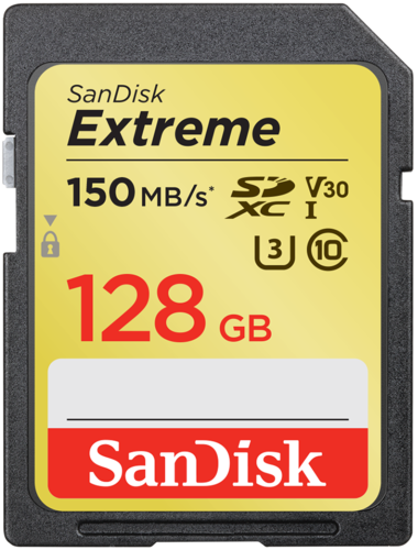 Карта памяти SanDisk SDXC Extreme Class 10 UHS-I U3 (150/70MB/s) 128GB фото