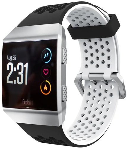 Силиконовый ремешок Kaload для умных часов Fitbit Ionic, черно-белый фото