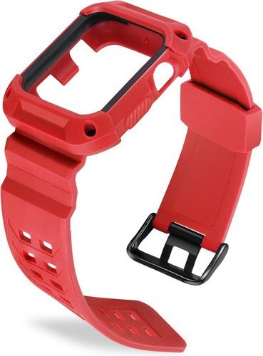 Ремешок Bakeey 42мм с защитным чехлом для часов Apple Smart Watch, черный/красный фото