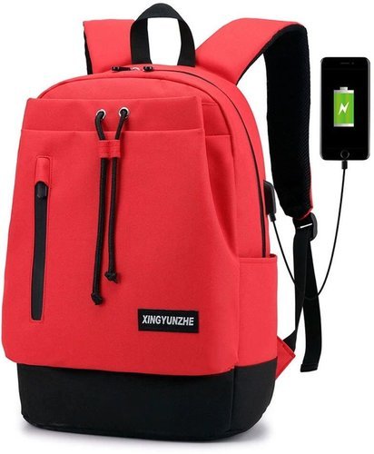 Рюкзак с USB-портом для ноутбука, красный фото
