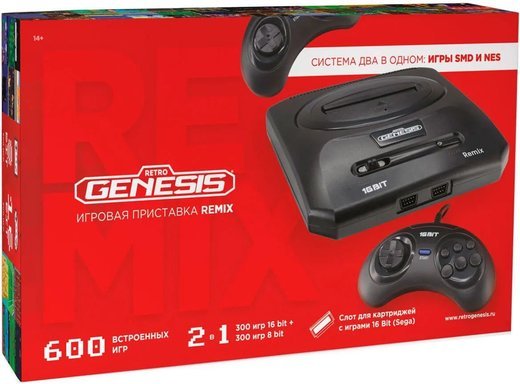 Игровая приставка Retro Genesis Remix (8+16Bit) + 600 игр (модель: ZD-05, Серия: ZD-00, AV кабель, 2 проводных джойстика) фото