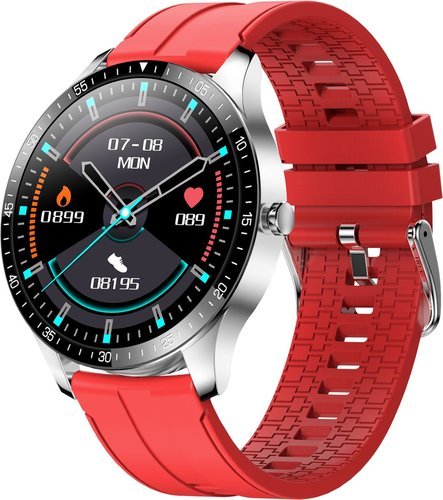 Умные часы Senbono S80, силиконовый ремешок, красный фото