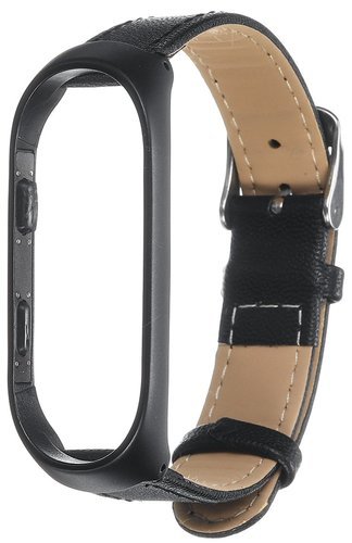 Кожаный ремешок с чехлом для браслета Bakeey Xiaomi Mi Band 3/4, черный фото