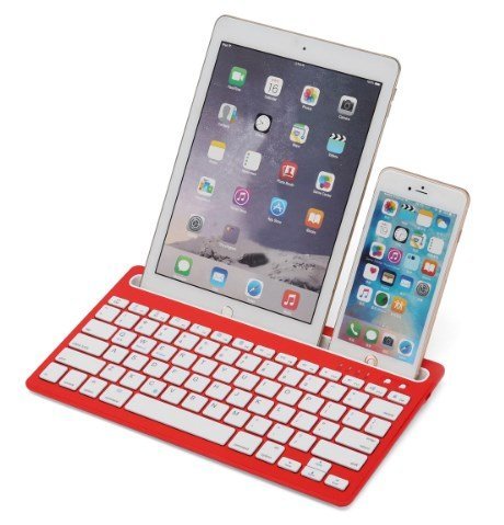Беспроводная клавиатура-подставка Bluetooth 3.0 для смартфонов, планшетов, красный фото