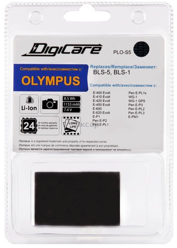 Аккумулятор DigiCare PLO-S5 / Olympus BLS-5 / BLS-1 для PEN E-P3, E-PL2, E-PL3, E-PM1 фото