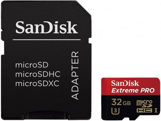 Карта памяти SanDisk microSDHC Extreme Class 10 UHS-I U3 (100/90Mb/s) 32Gb + ADP фото