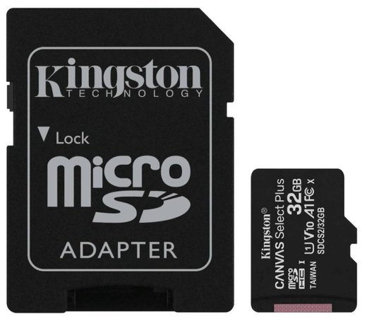 Карта памяти Kingston microSDHC Canvas Select Plus Class 10 UHS-I U1 (100MB/s) 32GB + ADP фото