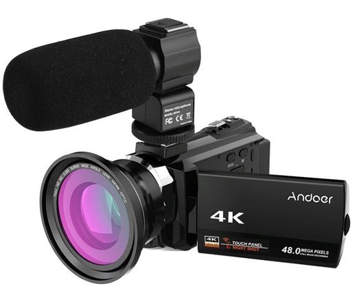 Видеокамера Цифровая Andoer 4K 1080P 48MP WiFi, черный фото