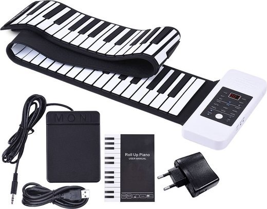 Гибкое пианино 88 клавиш, силиконовое с Li-ion аккумулятором педалью и динамиком, вилка EU фото