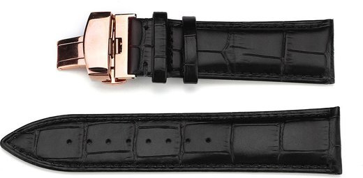 Кожаный ремешок Bakeey для часов, 22-24 мм, черный/розовое золото фото
