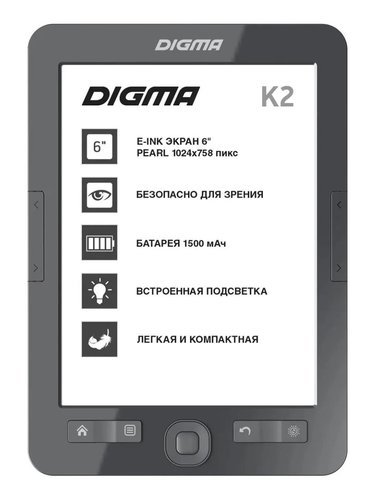 Электронная книга Digma K2 6" E-ink HD фото