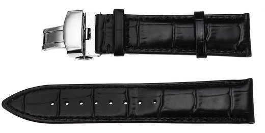 Кожаный ремешок для часов Bakeey универсальный, черный с серебрянным замком, 22-24 мм фото