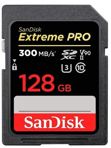 Карта памяти SanDisk SDXC Extreme Pro Class 10 UHS-II V90 U3 (300/260MB/s) 128GB фото