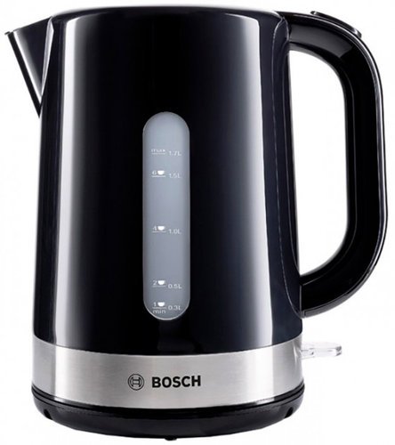 Чайник Bosch TWK7403 1.7л. 2200Вт черный/нержавеющая сталь (пластик) фото