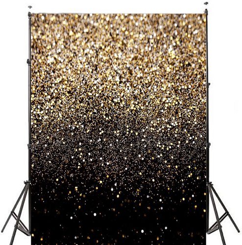 Фон тканевый 150 x 210 см, черный с золотом фото