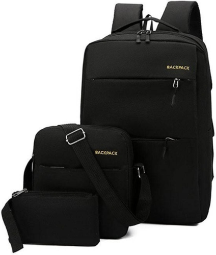 Комплект аксессуаров 3 в 1 рюкзак для ноутбука с USB-разъемом для зарядки, сумка, сумочка, черный фото
