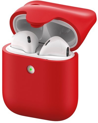 Чехол силиконовый, для Apple Airpods 1/2, красный фото
