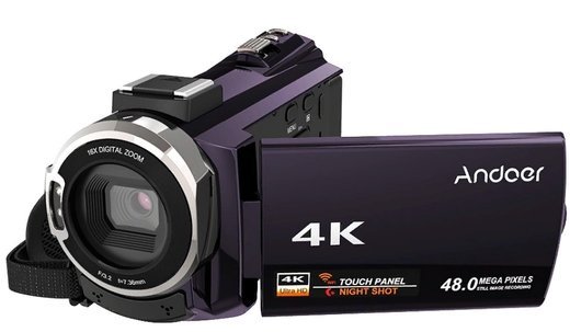 Видеокамера Цифровая Andoer 4K 1080P 48MP WiFi, фиолетовый фото