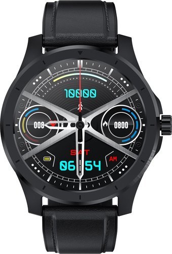 Умные часы Bakeey MX10, кожаный ремешок, черный фото