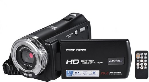 Цифровая камера Andoer V12 1080P Full HD 16X, черный фото