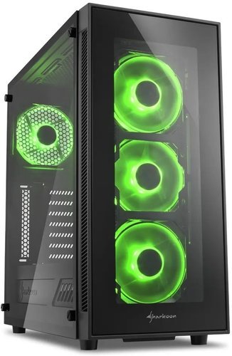 Компьютерный корпус Sharkoon TG5 Green led, черный фото