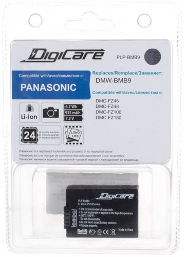 Аккумулятор DigiCare PLP-BMB9 / DMW-BMB9 для DMC-FZ62, FZ45, FZ48, FZ100, FZ150 фото