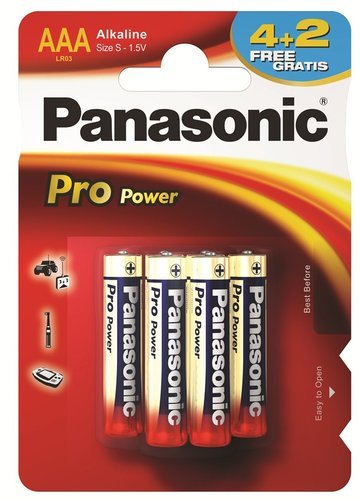 Батарейки Panasonic LR03XEG/6B2F AAA щелочные Pro Power promo pack в блистере 6шт фото