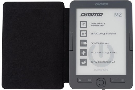 Электронная книга Digma M2 6" E-Ink HD, темно-серый (с обложкой) фото