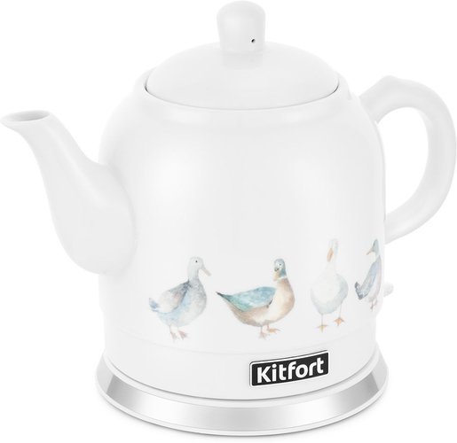 Чайник Kitfort КТ-691-2 белый с рисунком фото
