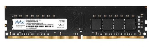 Память оперативная DDR4 8Gb Netac Basic 2666MHz CL19 (NTBSD4P26SP-08) фото