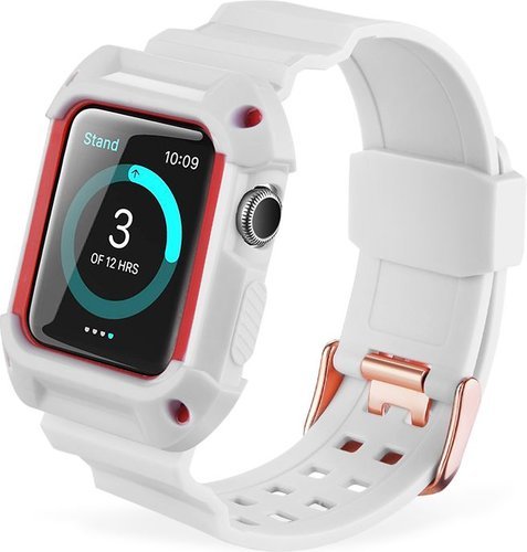 Ремешок Bakeey 38мм с защитным чехлом для часов Apple Smart Watch, белый/красный фото