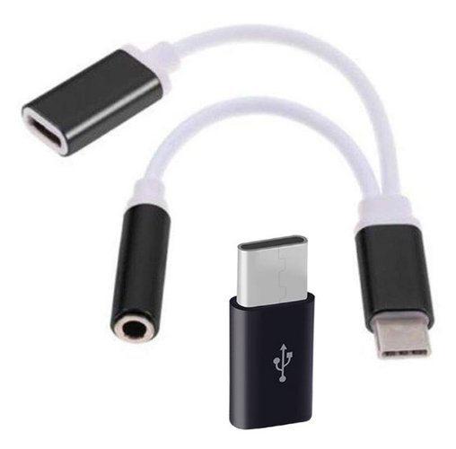 Зарядное устройство 2 в 1 Micro-USB к USB 3.1 Type-C и разъем для наушников 3.5 мм, черный фото