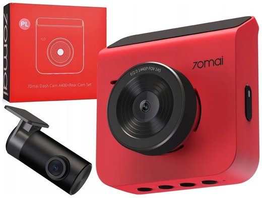 Видеорегистратор 70mai A400-1 Dash Cam, 2 камеры, красный фото