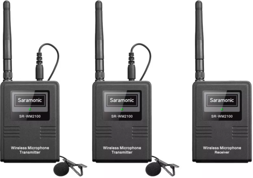 Радиосистема Saramonic SR-WM2100 (TX+TX+RX) петличная, 2 передатчика и 1 приемник фото