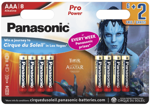 Батарейки Panasonic LR03XEG/8B2F AAA щелочные Pro Power promo pack в блистере 8шт фото